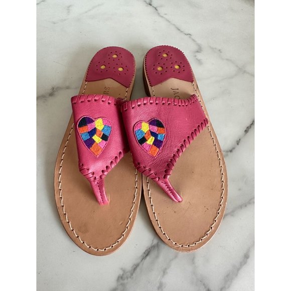 JACK ROGERS Pink Leather Patchwork Sandals Sz 9 - Picture 3 of 6